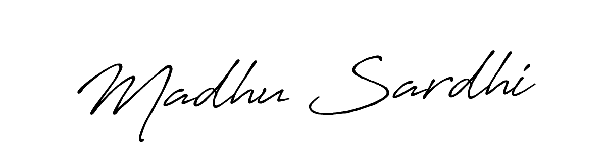 Use a signature maker to create a handwritten signature online. With this signature software, you can design (Antro_Vectra_Bolder) your own signature for name Madhu Sardhi. Madhu Sardhi signature style 7 images and pictures png