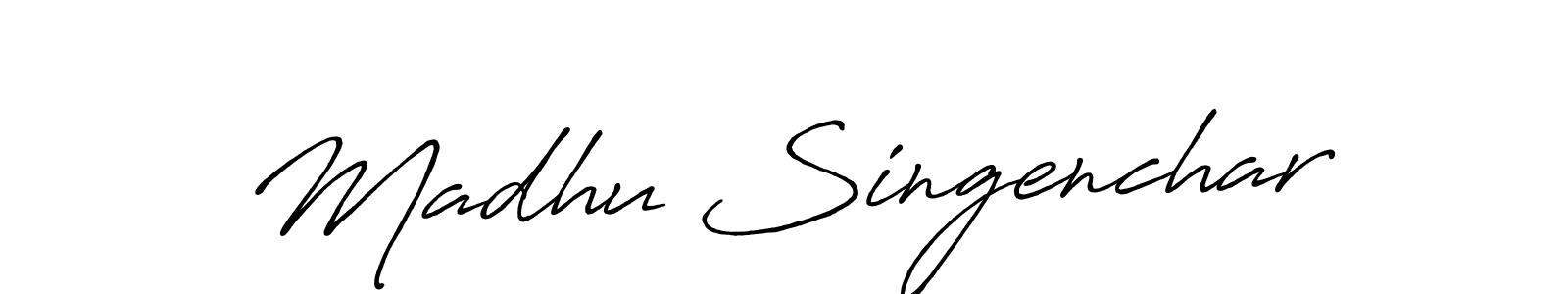 How to make Madhu Singenchar name signature. Use Antro_Vectra_Bolder style for creating short signs online. This is the latest handwritten sign. Madhu Singenchar signature style 7 images and pictures png