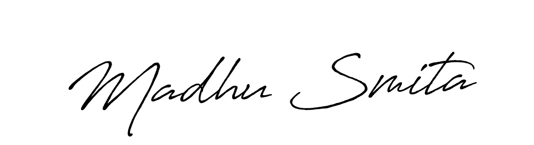 Antro_Vectra_Bolder is a professional signature style that is perfect for those who want to add a touch of class to their signature. It is also a great choice for those who want to make their signature more unique. Get Madhu Smita name to fancy signature for free. Madhu Smita signature style 7 images and pictures png