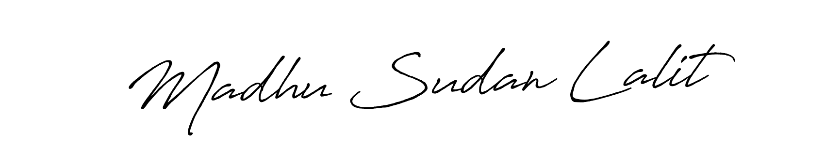 Create a beautiful signature design for name Madhu Sudan Lalit. With this signature (Antro_Vectra_Bolder) fonts, you can make a handwritten signature for free. Madhu Sudan Lalit signature style 7 images and pictures png