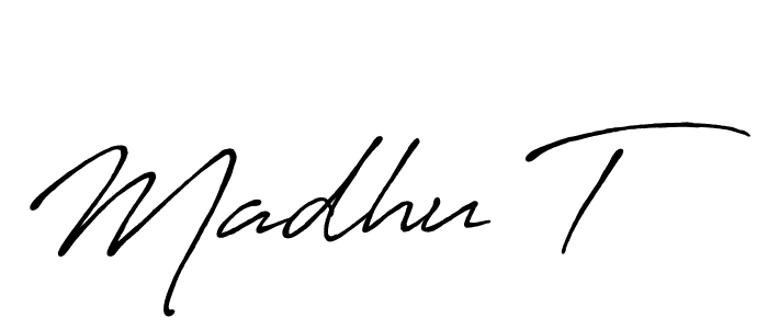 Use a signature maker to create a handwritten signature online. With this signature software, you can design (Antro_Vectra_Bolder) your own signature for name Madhu T. Madhu T signature style 7 images and pictures png