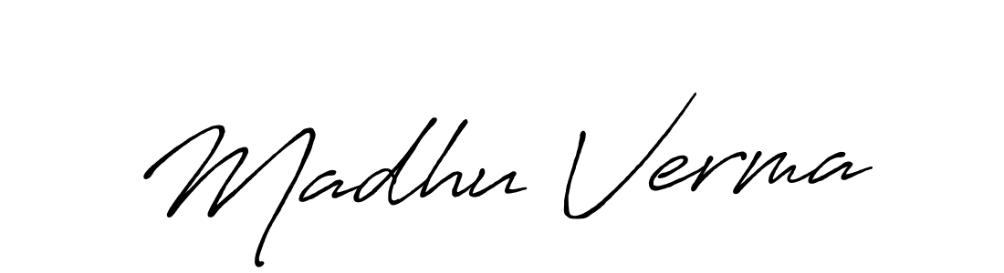 You should practise on your own different ways (Antro_Vectra_Bolder) to write your name (Madhu Verma) in signature. don't let someone else do it for you. Madhu Verma signature style 7 images and pictures png
