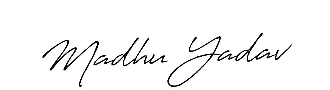 Antro_Vectra_Bolder is a professional signature style that is perfect for those who want to add a touch of class to their signature. It is also a great choice for those who want to make their signature more unique. Get Madhu Yadav name to fancy signature for free. Madhu Yadav signature style 7 images and pictures png