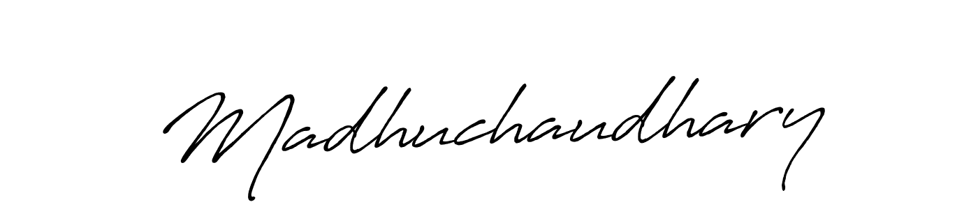 Make a beautiful signature design for name Madhuchaudhary. With this signature (Antro_Vectra_Bolder) style, you can create a handwritten signature for free. Madhuchaudhary signature style 7 images and pictures png