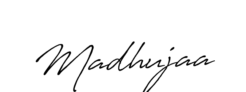 Make a beautiful signature design for name Madhujaa. With this signature (Antro_Vectra_Bolder) style, you can create a handwritten signature for free. Madhujaa signature style 7 images and pictures png