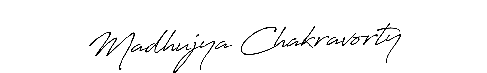 Create a beautiful signature design for name Madhujya Chakravorty. With this signature (Antro_Vectra_Bolder) fonts, you can make a handwritten signature for free. Madhujya Chakravorty signature style 7 images and pictures png