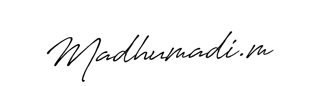 Antro_Vectra_Bolder is a professional signature style that is perfect for those who want to add a touch of class to their signature. It is also a great choice for those who want to make their signature more unique. Get Madhumadi.m name to fancy signature for free. Madhumadi.m signature style 7 images and pictures png