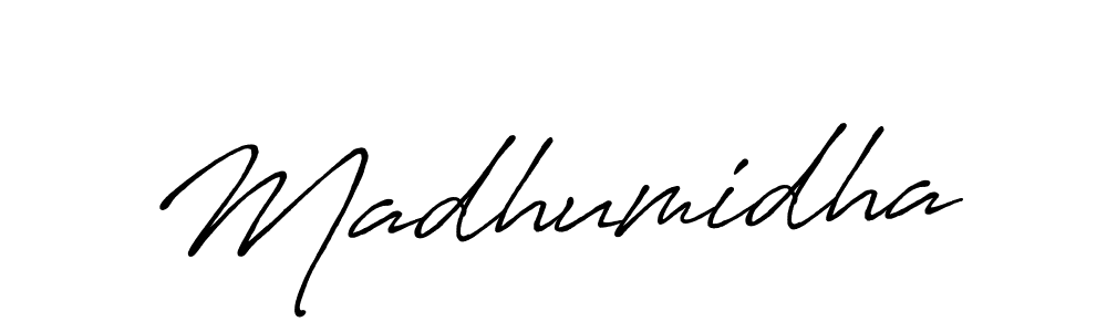 Madhumidha stylish signature style. Best Handwritten Sign (Antro_Vectra_Bolder) for my name. Handwritten Signature Collection Ideas for my name Madhumidha. Madhumidha signature style 7 images and pictures png