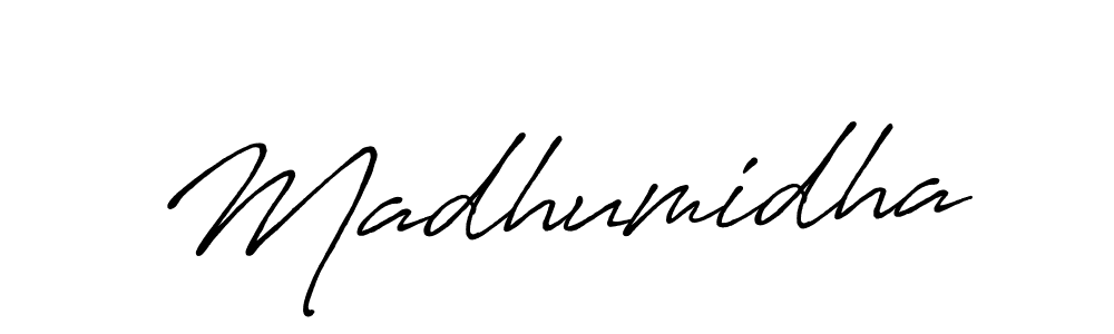 Madhumidha stylish signature style. Best Handwritten Sign (Antro_Vectra_Bolder) for my name. Handwritten Signature Collection Ideas for my name Madhumidha. Madhumidha signature style 7 images and pictures png