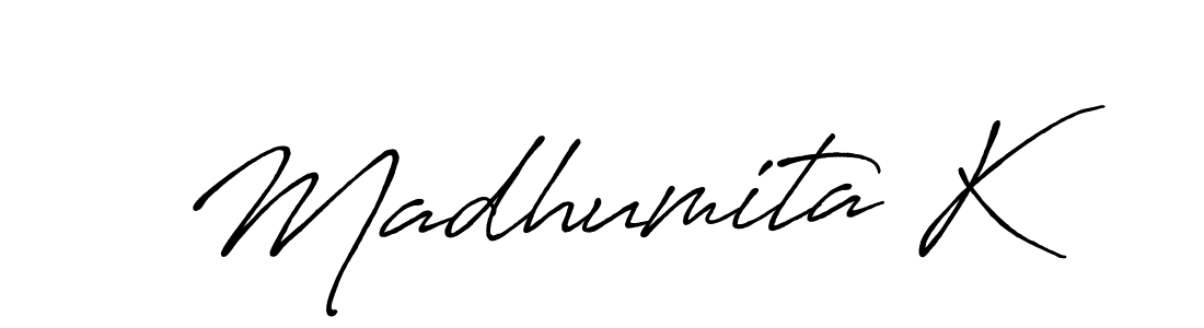 You should practise on your own different ways (Antro_Vectra_Bolder) to write your name (Madhumita K) in signature. don't let someone else do it for you. Madhumita K signature style 7 images and pictures png