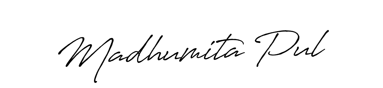 How to make Madhumita Pul name signature. Use Antro_Vectra_Bolder style for creating short signs online. This is the latest handwritten sign. Madhumita Pul signature style 7 images and pictures png