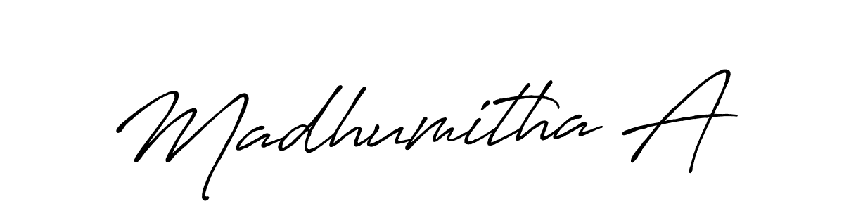 Make a beautiful signature design for name Madhumitha A. Use this online signature maker to create a handwritten signature for free. Madhumitha A signature style 7 images and pictures png