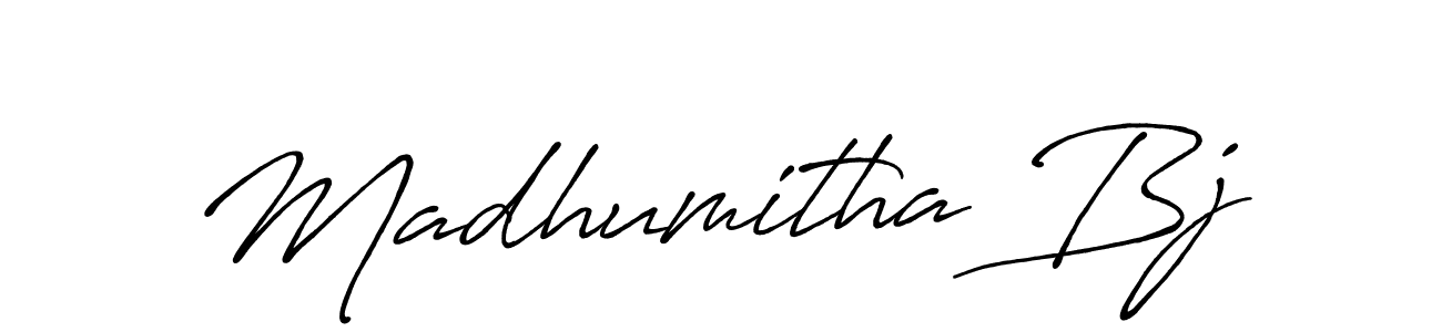 Make a beautiful signature design for name Madhumitha Bj. With this signature (Antro_Vectra_Bolder) style, you can create a handwritten signature for free. Madhumitha Bj signature style 7 images and pictures png