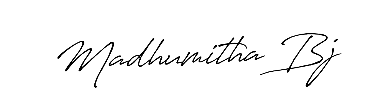 Make a beautiful signature design for name Madhumitha Bj. With this signature (Antro_Vectra_Bolder) style, you can create a handwritten signature for free. Madhumitha Bj signature style 7 images and pictures png