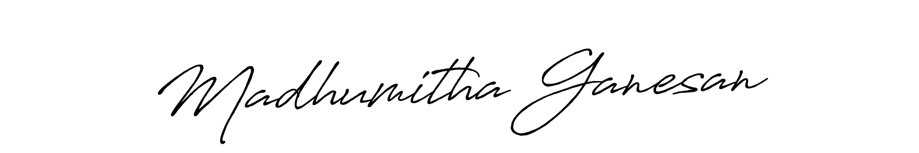 Make a beautiful signature design for name Madhumitha Ganesan. With this signature (Antro_Vectra_Bolder) style, you can create a handwritten signature for free. Madhumitha Ganesan signature style 7 images and pictures png