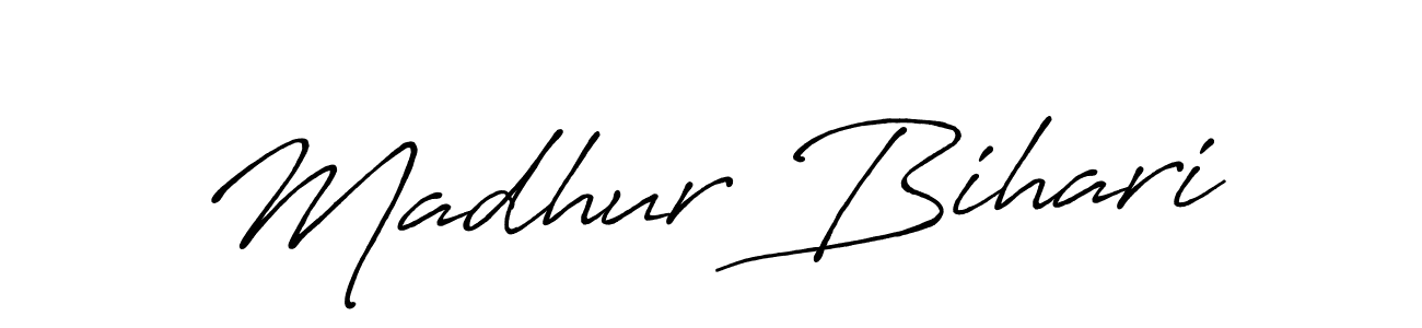 Madhur Bihari stylish signature style. Best Handwritten Sign (Antro_Vectra_Bolder) for my name. Handwritten Signature Collection Ideas for my name Madhur Bihari. Madhur Bihari signature style 7 images and pictures png