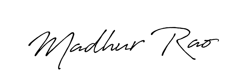 How to make Madhur Rao name signature. Use Antro_Vectra_Bolder style for creating short signs online. This is the latest handwritten sign. Madhur Rao signature style 7 images and pictures png