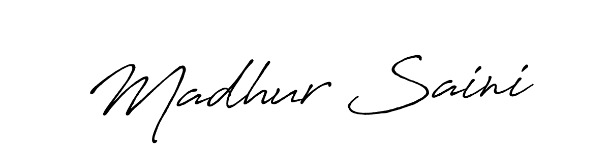 You should practise on your own different ways (Antro_Vectra_Bolder) to write your name (Madhur Saini) in signature. don't let someone else do it for you. Madhur Saini signature style 7 images and pictures png