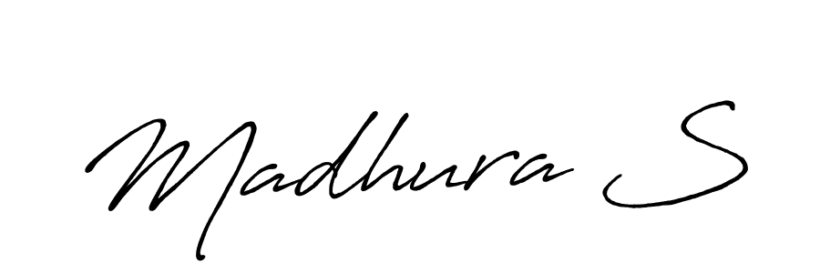 The best way (Antro_Vectra_Bolder) to make a short signature is to pick only two or three words in your name. The name Madhura S include a total of six letters. For converting this name. Madhura S signature style 7 images and pictures png