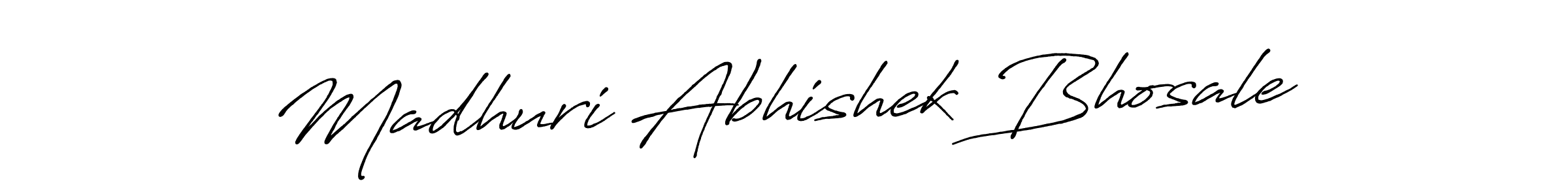 Create a beautiful signature design for name Madhuri Abhishek Bhosale. With this signature (Antro_Vectra_Bolder) fonts, you can make a handwritten signature for free. Madhuri Abhishek Bhosale signature style 7 images and pictures png