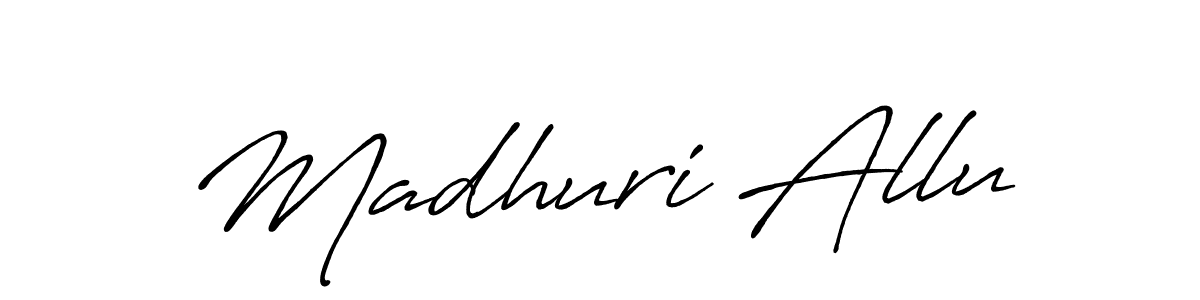 This is the best signature style for the Madhuri Allu name. Also you like these signature font (Antro_Vectra_Bolder). Mix name signature. Madhuri Allu signature style 7 images and pictures png