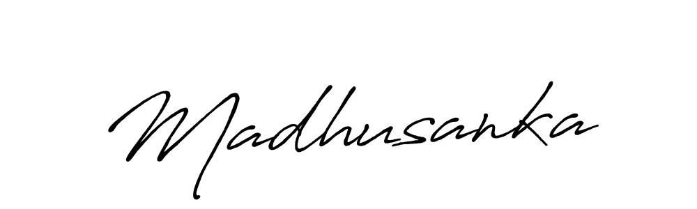 Make a beautiful signature design for name Madhusanka. With this signature (Antro_Vectra_Bolder) style, you can create a handwritten signature for free. Madhusanka signature style 7 images and pictures png