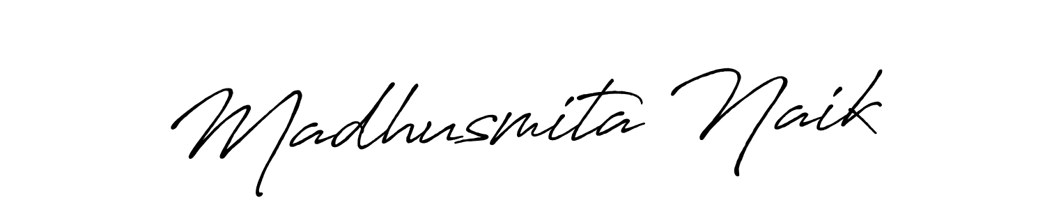 How to make Madhusmita Naik name signature. Use Antro_Vectra_Bolder style for creating short signs online. This is the latest handwritten sign. Madhusmita Naik signature style 7 images and pictures png