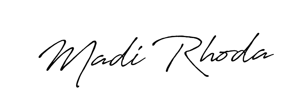 How to make Madi Rhoda name signature. Use Antro_Vectra_Bolder style for creating short signs online. This is the latest handwritten sign. Madi Rhoda signature style 7 images and pictures png