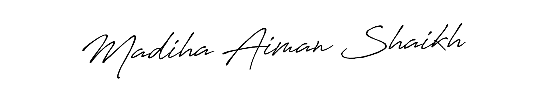 Use a signature maker to create a handwritten signature online. With this signature software, you can design (Antro_Vectra_Bolder) your own signature for name Madiha Aiman Shaikh. Madiha Aiman Shaikh signature style 7 images and pictures png