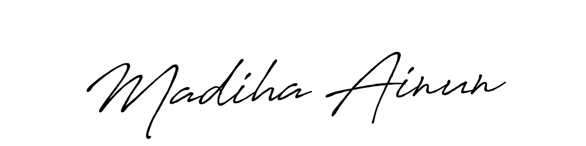 Make a beautiful signature design for name Madiha Ainun. With this signature (Antro_Vectra_Bolder) style, you can create a handwritten signature for free. Madiha Ainun signature style 7 images and pictures png