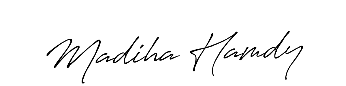 Create a beautiful signature design for name Madiha Hamdy. With this signature (Antro_Vectra_Bolder) fonts, you can make a handwritten signature for free. Madiha Hamdy signature style 7 images and pictures png