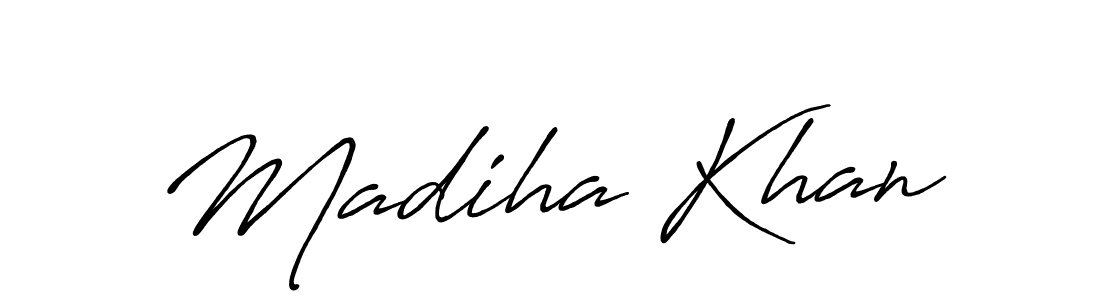 Make a beautiful signature design for name Madiha Khan. With this signature (Antro_Vectra_Bolder) style, you can create a handwritten signature for free. Madiha Khan signature style 7 images and pictures png