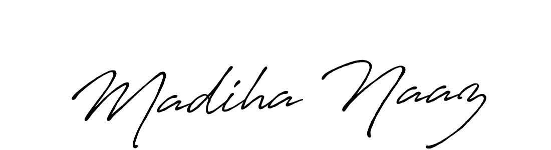 Use a signature maker to create a handwritten signature online. With this signature software, you can design (Antro_Vectra_Bolder) your own signature for name Madiha Naaz. Madiha Naaz signature style 7 images and pictures png