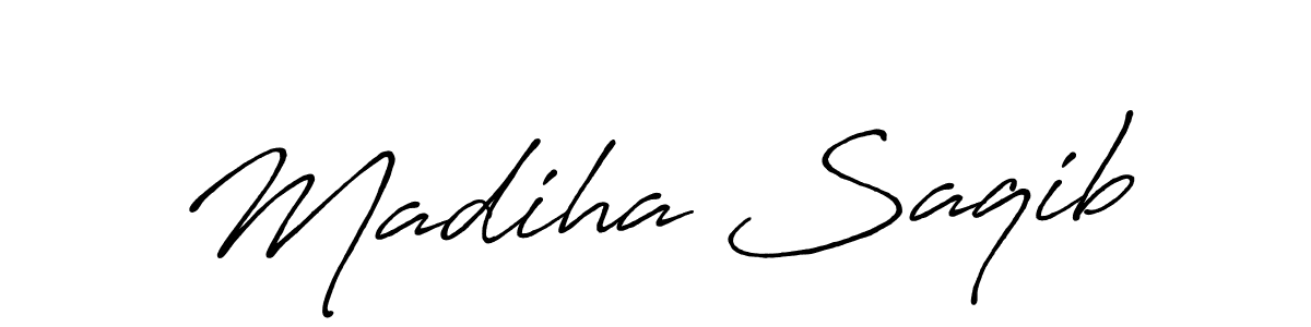 Design your own signature with our free online signature maker. With this signature software, you can create a handwritten (Antro_Vectra_Bolder) signature for name Madiha Saqib. Madiha Saqib signature style 7 images and pictures png