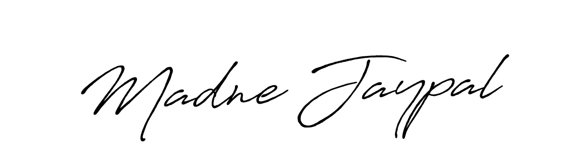 How to make Madne Jaypal name signature. Use Antro_Vectra_Bolder style for creating short signs online. This is the latest handwritten sign. Madne Jaypal signature style 7 images and pictures png