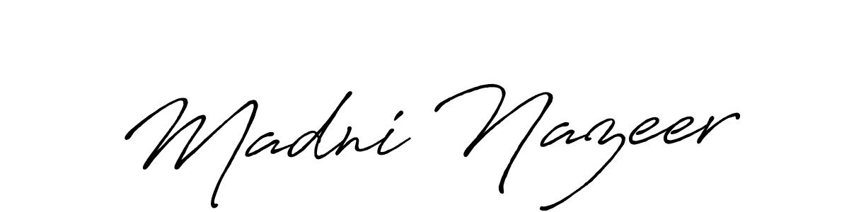 Antro_Vectra_Bolder is a professional signature style that is perfect for those who want to add a touch of class to their signature. It is also a great choice for those who want to make their signature more unique. Get Madni Nazeer name to fancy signature for free. Madni Nazeer signature style 7 images and pictures png