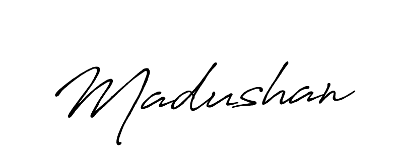 Make a beautiful signature design for name Madushan. With this signature (Antro_Vectra_Bolder) style, you can create a handwritten signature for free. Madushan signature style 7 images and pictures png