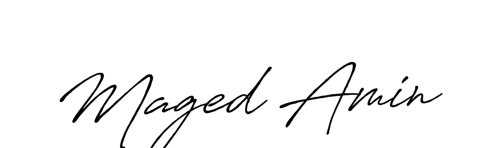 Make a beautiful signature design for name Maged Amin. With this signature (Antro_Vectra_Bolder) style, you can create a handwritten signature for free. Maged Amin signature style 7 images and pictures png