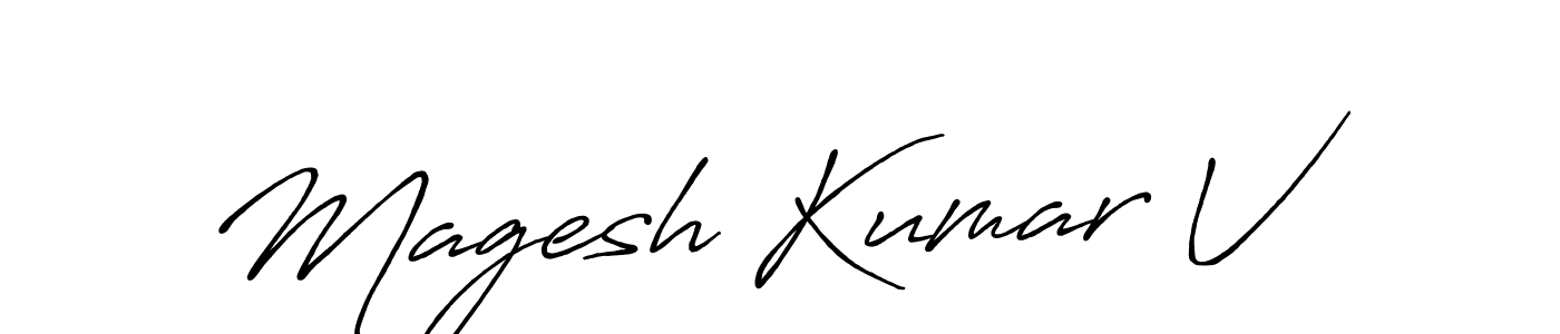 Make a beautiful signature design for name Magesh Kumar V. With this signature (Antro_Vectra_Bolder) style, you can create a handwritten signature for free. Magesh Kumar V signature style 7 images and pictures png