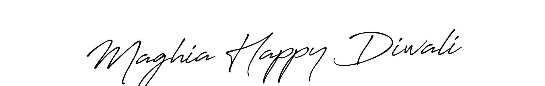 Make a beautiful signature design for name Maghia Happy Diwali. With this signature (Antro_Vectra_Bolder) style, you can create a handwritten signature for free. Maghia Happy Diwali signature style 7 images and pictures png