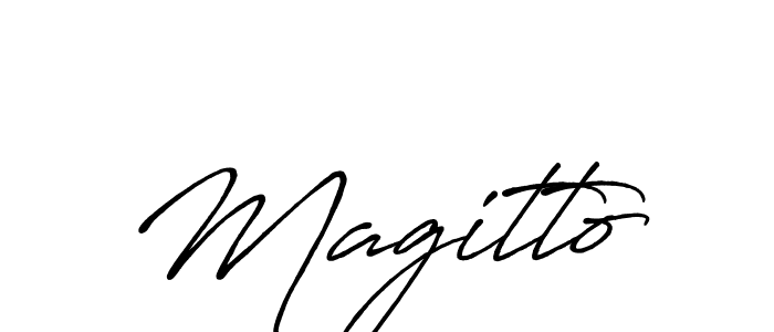 Use a signature maker to create a handwritten signature online. With this signature software, you can design (Antro_Vectra_Bolder) your own signature for name Magitto. Magitto signature style 7 images and pictures png