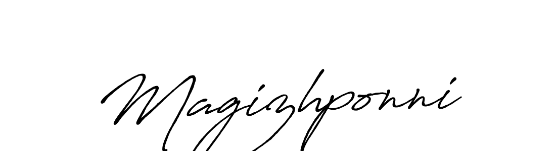 You should practise on your own different ways (Antro_Vectra_Bolder) to write your name (Magizhponni) in signature. don't let someone else do it for you. Magizhponni signature style 7 images and pictures png