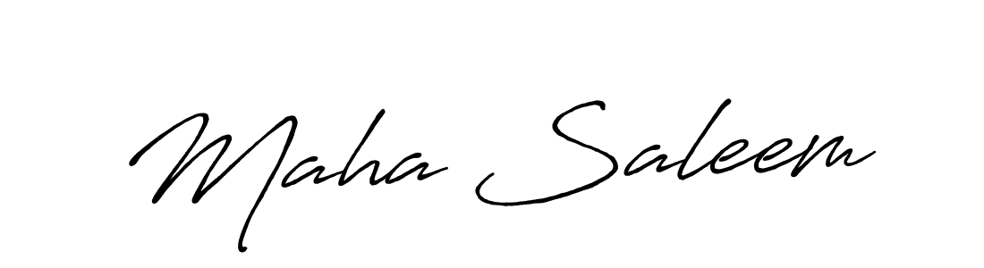Use a signature maker to create a handwritten signature online. With this signature software, you can design (Antro_Vectra_Bolder) your own signature for name Maha Saleem. Maha Saleem signature style 7 images and pictures png