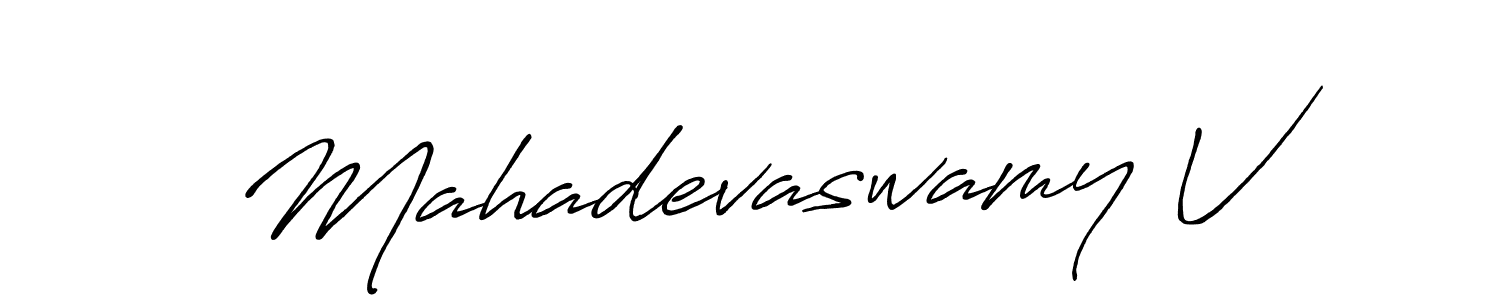 How to make Mahadevaswamy V signature? Antro_Vectra_Bolder is a professional autograph style. Create handwritten signature for Mahadevaswamy V name. Mahadevaswamy V signature style 7 images and pictures png