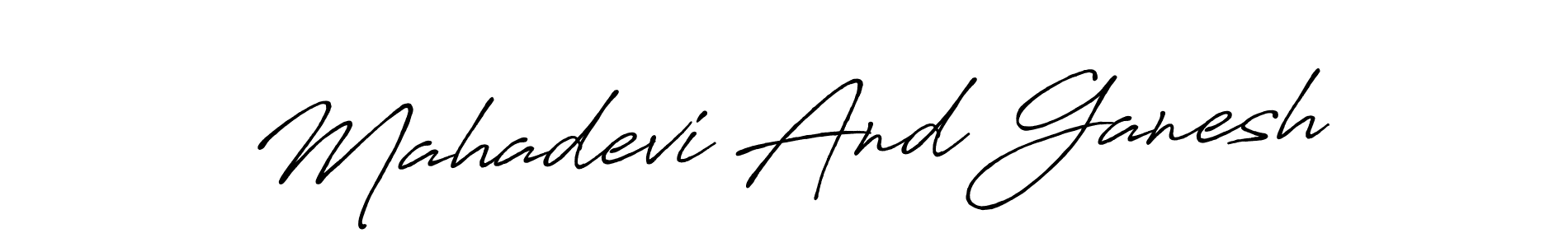 Antro_Vectra_Bolder is a professional signature style that is perfect for those who want to add a touch of class to their signature. It is also a great choice for those who want to make their signature more unique. Get Mahadevi And Ganesh name to fancy signature for free. Mahadevi And Ganesh signature style 7 images and pictures png
