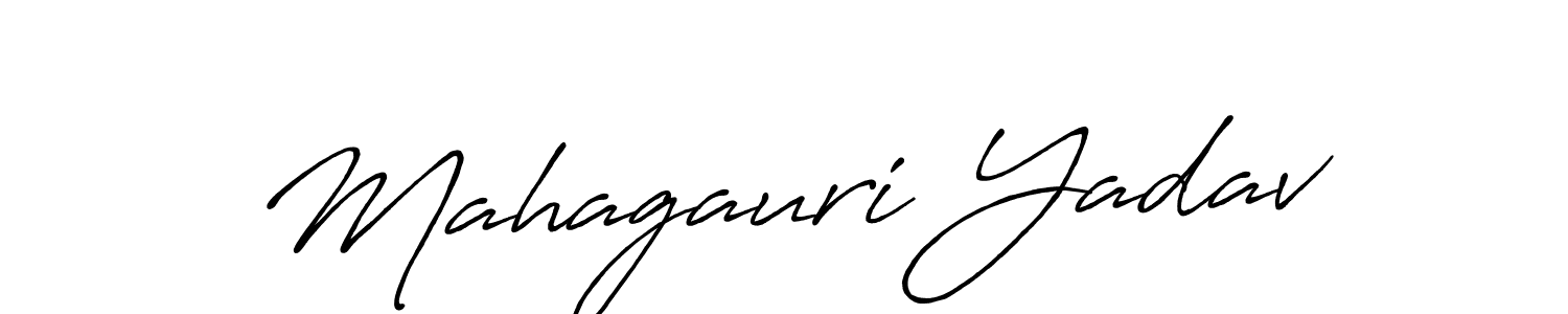 Antro_Vectra_Bolder is a professional signature style that is perfect for those who want to add a touch of class to their signature. It is also a great choice for those who want to make their signature more unique. Get Mahagauri Yadav name to fancy signature for free. Mahagauri Yadav signature style 7 images and pictures png