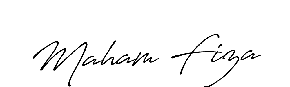 Use a signature maker to create a handwritten signature online. With this signature software, you can design (Antro_Vectra_Bolder) your own signature for name Maham Fiza. Maham Fiza signature style 7 images and pictures png