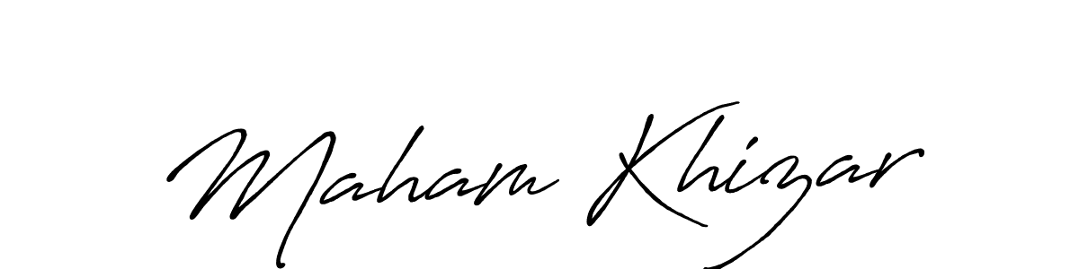 Make a beautiful signature design for name Maham Khizar. Use this online signature maker to create a handwritten signature for free. Maham Khizar signature style 7 images and pictures png