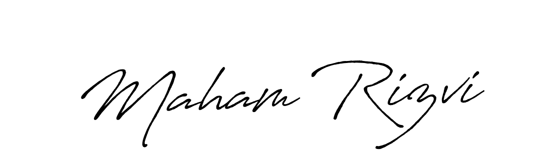 Use a signature maker to create a handwritten signature online. With this signature software, you can design (Antro_Vectra_Bolder) your own signature for name Maham Rizvi. Maham Rizvi signature style 7 images and pictures png
