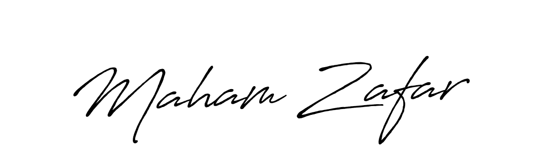 Design your own signature with our free online signature maker. With this signature software, you can create a handwritten (Antro_Vectra_Bolder) signature for name Maham Zafar. Maham Zafar signature style 7 images and pictures png